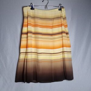 Talbots 100% Silk Skirt Yellow/Orange/Brown Lined Women's Sz 14W Petite